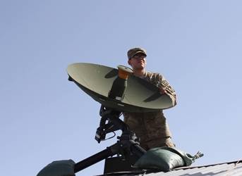 C4ISR - Army Soldier Uses Air Force Gobal Broadcasting System (GBS) to Direct Fire - Image